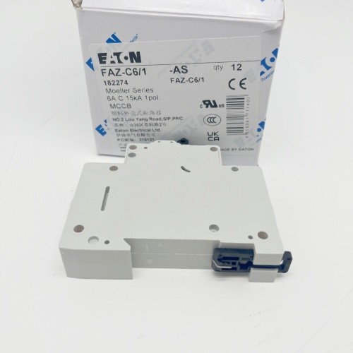 Eaton Moeller 1-Pole MCCB FAZ-C6/1 Moulded Case Circuit Breaker 6A 15kA New