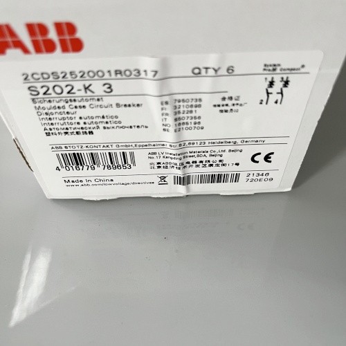 ABB Miniature Circuit Breaker S202-K3A Moulded Case Breakers 2CDS252001R0317 New