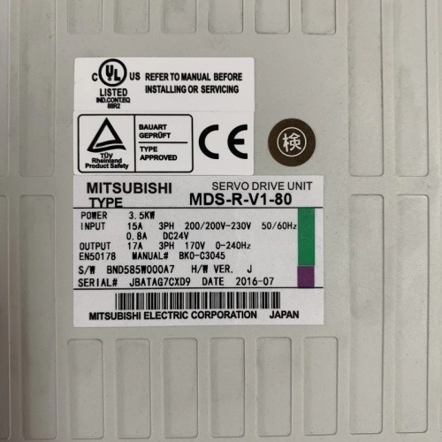 Mitsubishi Industrial 3.5KW Servo Unit MDS-R-V1-80 Servomotor Driver Input 15A 3PH 200-230V New