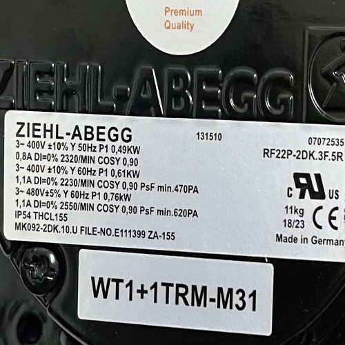 Ziehl-Abegg Inverter Fan Motor MK092-2DK.10.U Spindle Motors 400V 0.49kW 131510 New